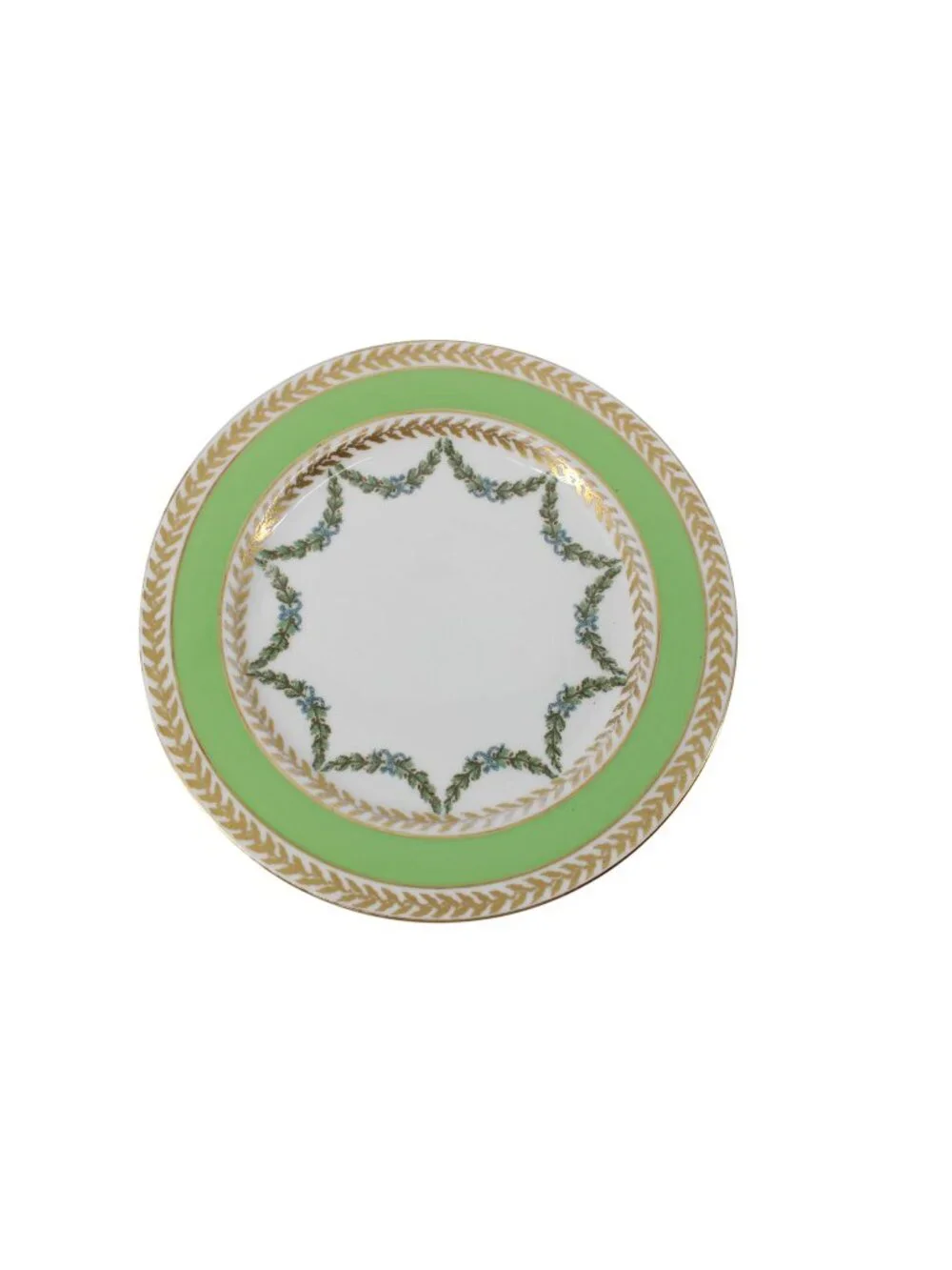 T & V France Green Gold Salad Luncheon Plate China Antique T&V Vintage 94703